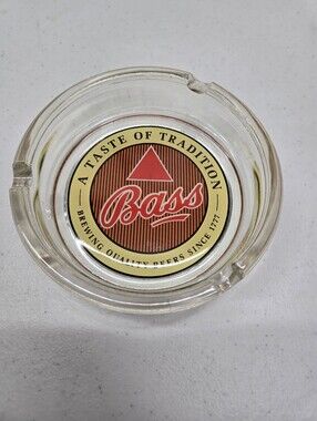 Vintage Glass Ashtray Bass Ale A Taste of Tradition Brewing Very Nice Condition